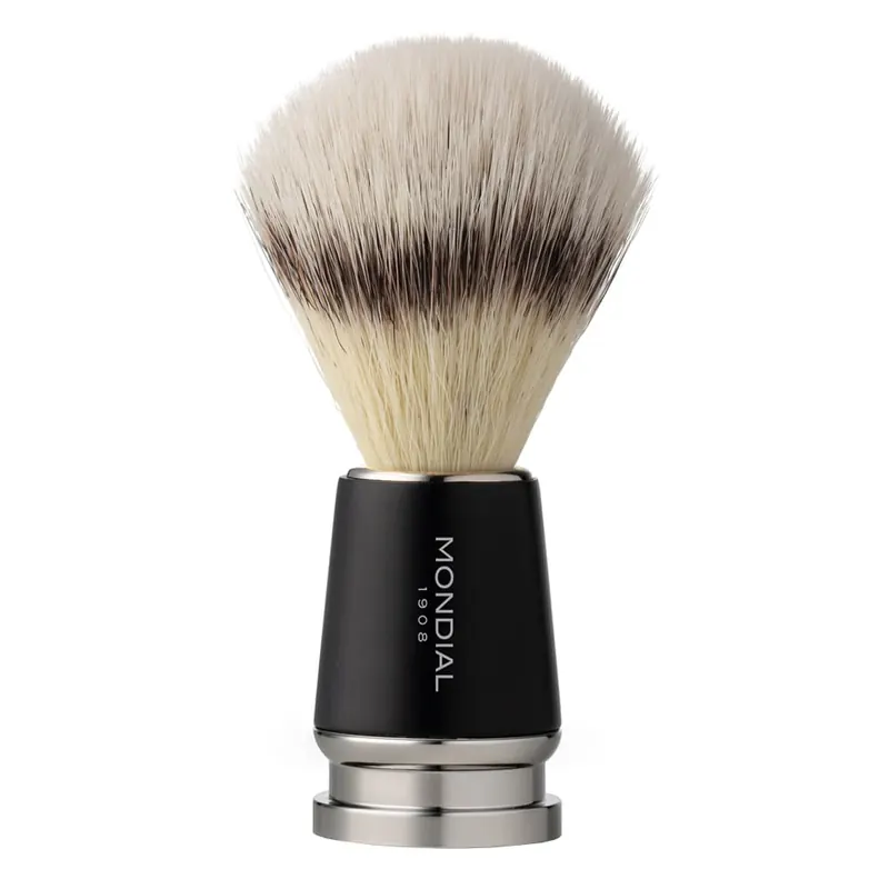 Mondial pennello da barba sintetico Satin Black Ecosilvertip