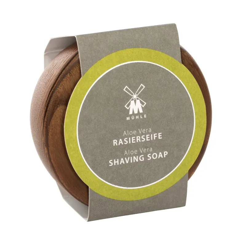 Muhle Aloe Vera Shaving Soap in a Wooden Bowl 65g
