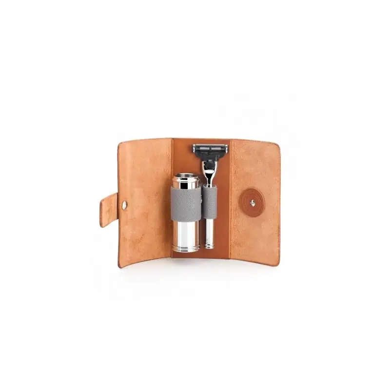 Mühle Brown Travel Shaving Set Shaving Brush & Fusion Razor