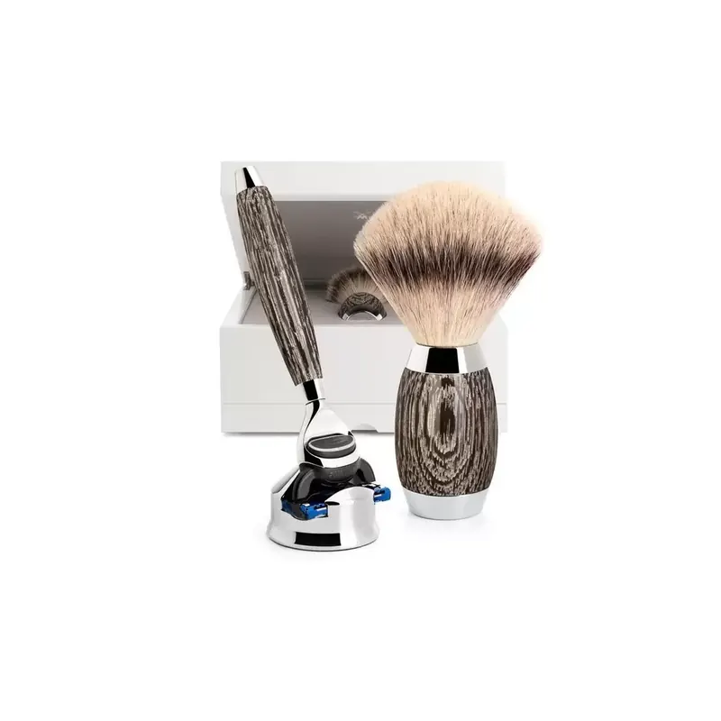 Mühle EDITION - Ancient Oak and Sterling Silver, Gillette Fusion, Silvertip Fibr