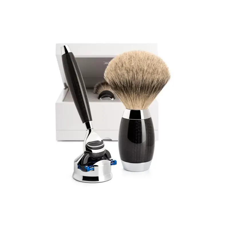 Mühle Limited Edition Mach3 Fusion Razor & Shaving Brush Carbon
