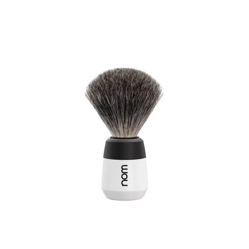 Mühle Nom Max Shaving Brush Pure Badger Plastic White