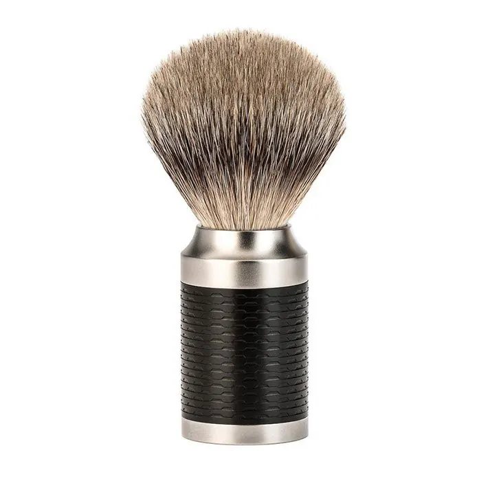 Muhle Rocca M96 pennello da barba sintetico Silvertip Fibre con manico nero a nido d’ape