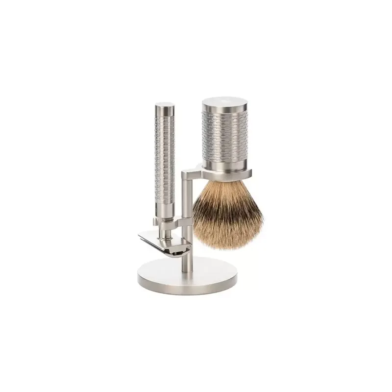 Mühle ROCCA Shaving Set Silvertip Stainless Steel Silver Matt