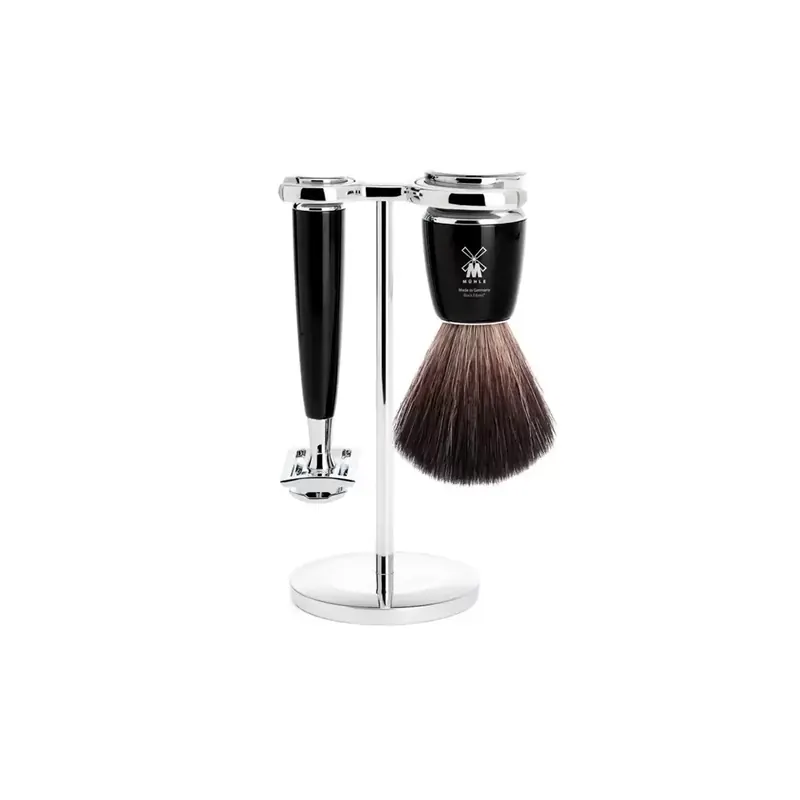 MÜHLE RYTMO, Black 3-piece Black Fibre / Safety Razor Shaving Set