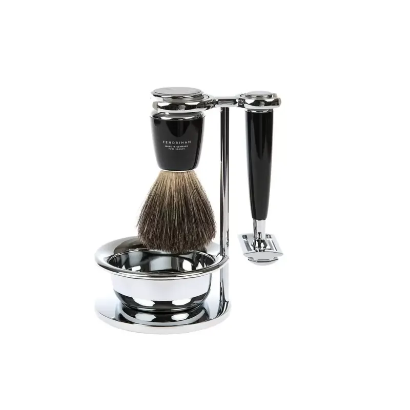 Mühle Rytmo Shaving Set Fibre Shaving Brush, Safety Razor Resin Black & Bowl
