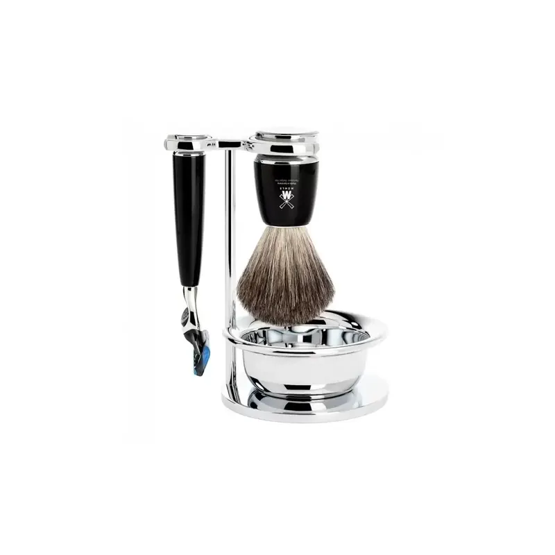 Mühle Rytmo Shaving Set Pure Badger Shaving Brush, Fusion Razor, Bowl & Stand