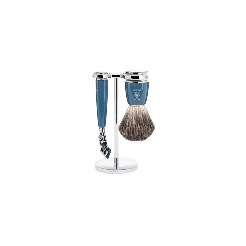 Mühle Rytmo Shaving Set Pure Badger Shaving Brush, Fusion Razor & Stand Petrol