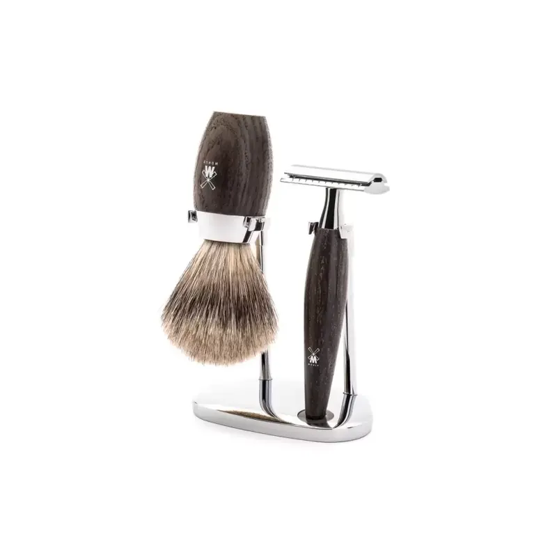 Mühle Shaving Set Fine Badger Shaving Brush & Safety Razor Bog Oak Kosmo Series