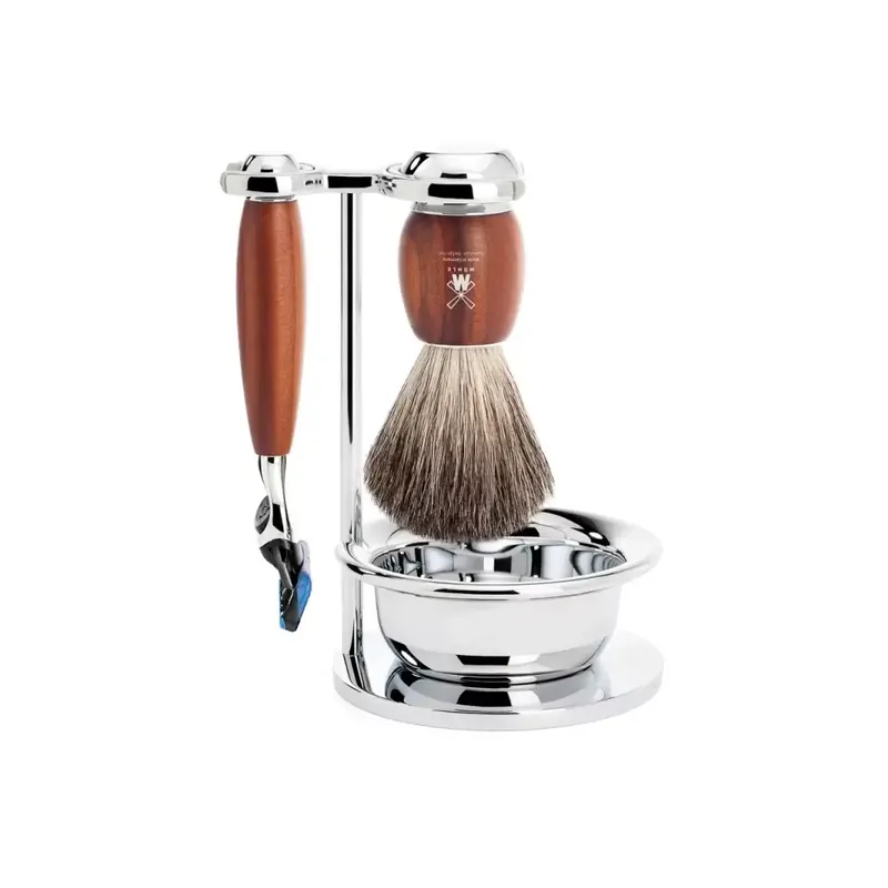 Mühle Shaving Set, Pure Badger Shaving Brush, Fusion Razor, Stand and Bowl Vivo
