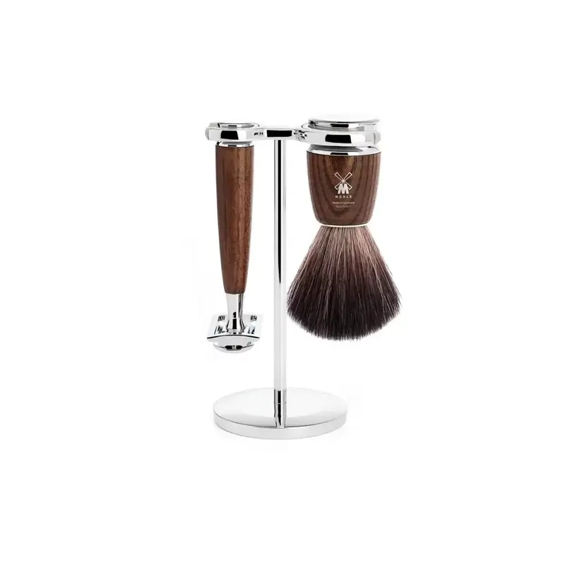 Mühle Traditional Shaving Set Black Fibrer Shaving Brush, Stand & Razor Clasic R