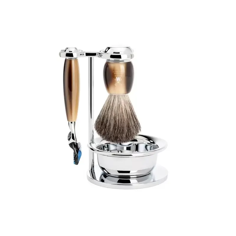Mühle Vivo Shaving Set Pure Badger Shaving Brush, Bowl & Gillette® Fusion® Razor