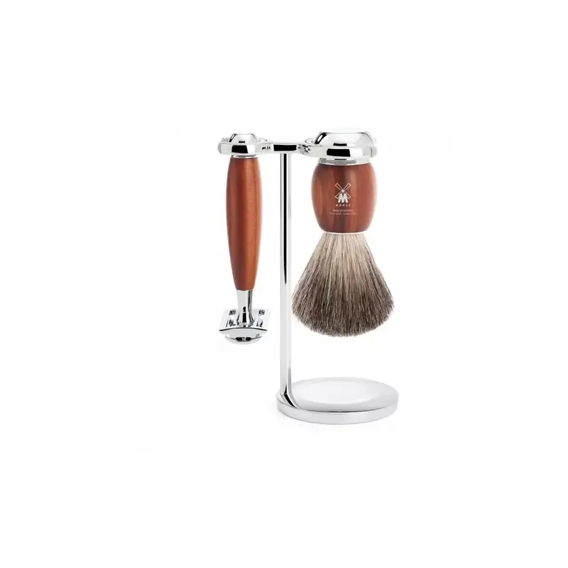 Mühle Vivo Shaving Set Pure Badger Shaving Brush & Safety Razor Plum Wood