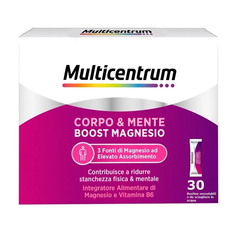 Multicentrum Corpo e Mente Boost Magnesio, Vit B6, 30 bustine - Risparmia il 10% con il codice: haleon0926