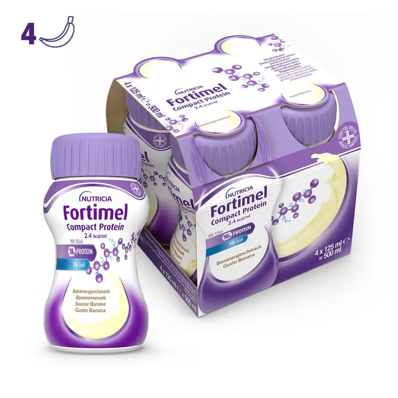 Nutricia Fortimel Compact Protein,Banana,Ipercalorico/proteico,4x125ml- Risparmia il 10% con il codice: danone0926