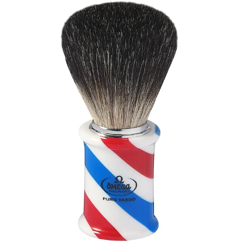 Omega 6736 pennello da barba Barber Pole in tasso nero