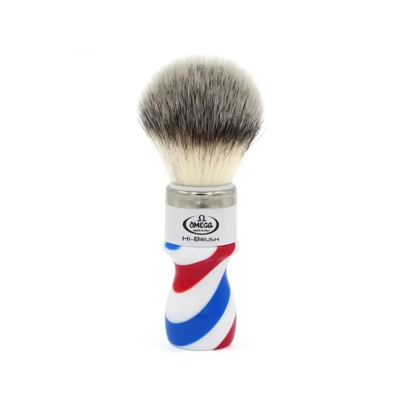Omega ''Hi Brush'' Fiber Shaving Brush ''Barber Pole''