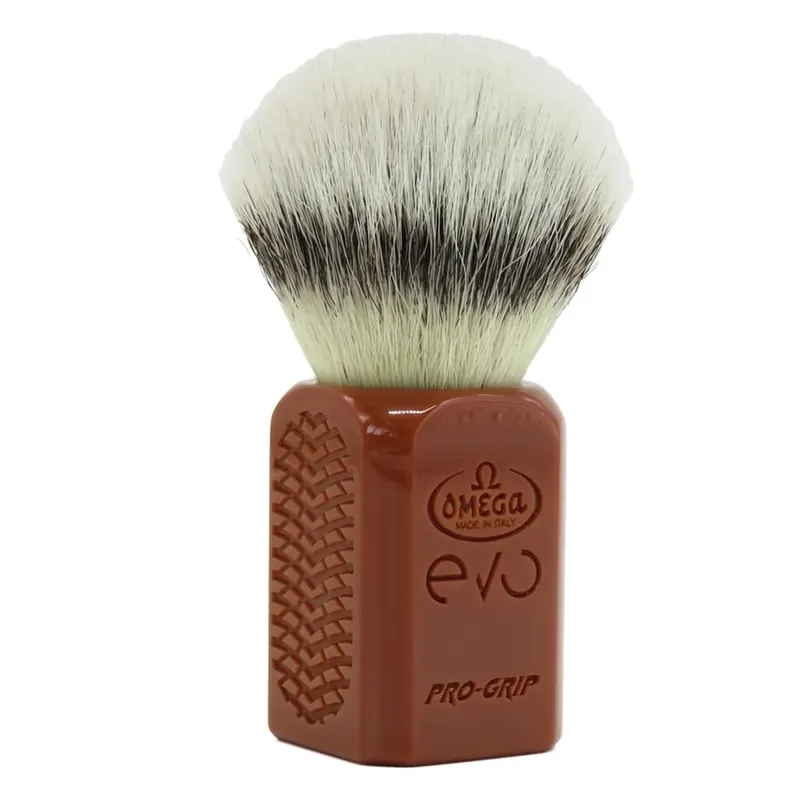 Omega pennello da barba Evo Pro Grip sintetico Marrone
