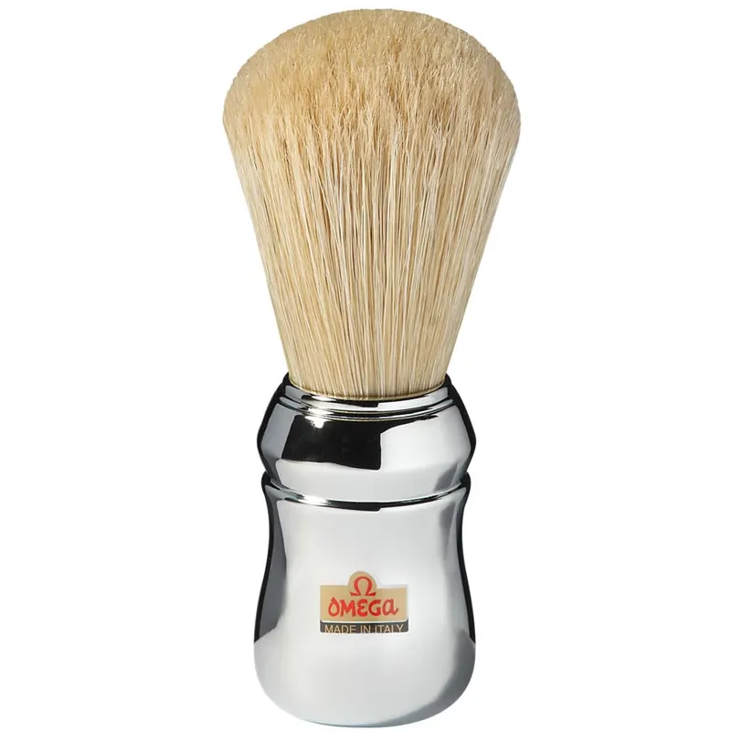 Omega pennello da barba in pura setola con manico abs cromato