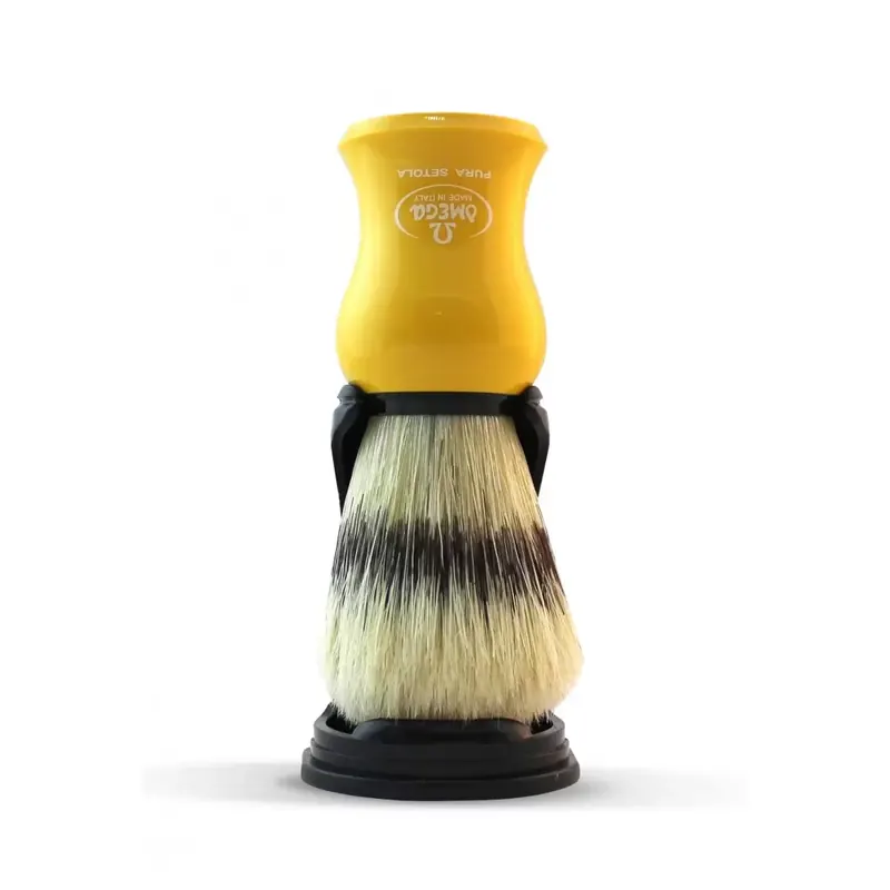 Omega Pure Bristle Yellow Shaving Brush with Stand
