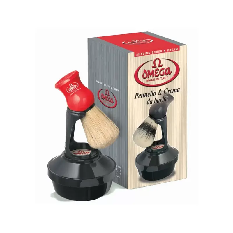 Omega Shaving Boar Brush & Shaving Cream Bowl 150g