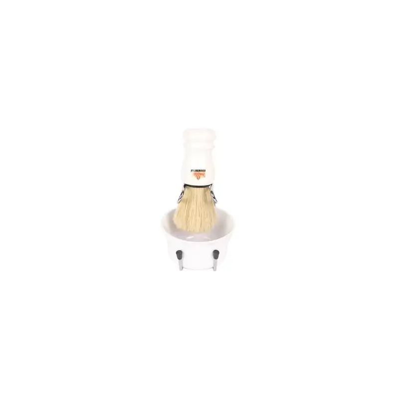 Omega Synthetic Fiber White Handle Shaving Brush & Shaving Bowl & Shaving Brush