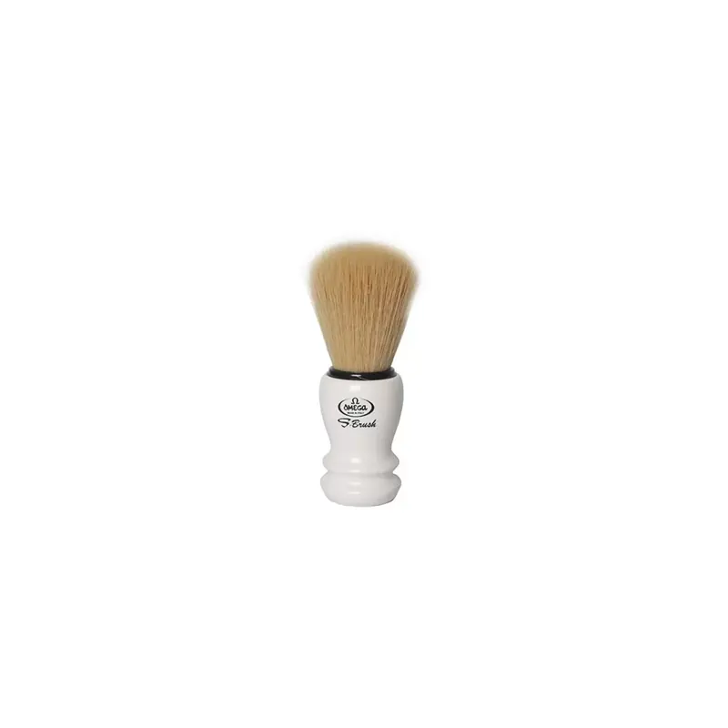 Omega Synthetic Fiber White Handle Shaving Brush