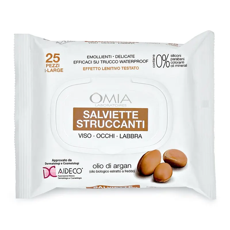 OMIA Salviette Struccanti Viso, Occhi, Labbra – Olio Di Argan