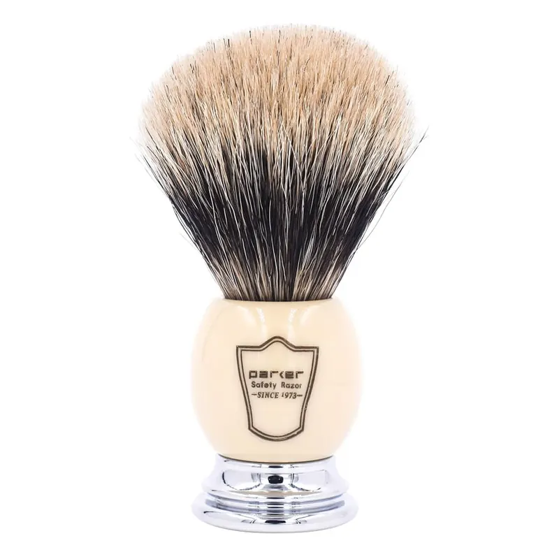 Parker pennello da barba pure badger manico avorio