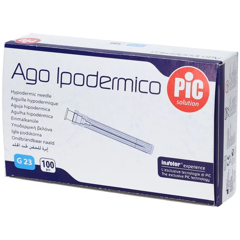 Pic Ago Sterile Ipodermico Singolo Cono Gauge 21 Luer Lock - 100 Pezzi