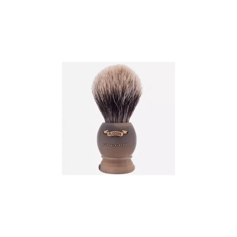 Plisson Genuine Horn & European Grey Shaving Brush Size 12