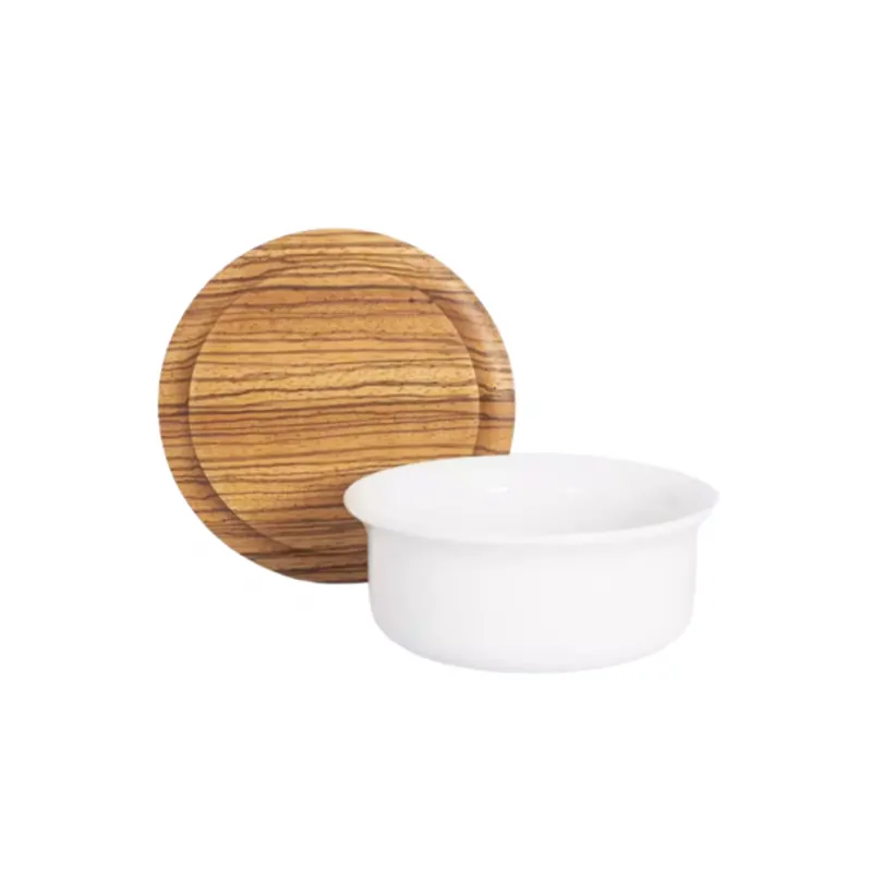 Plisson Porcelain and Zebrano Wood Bowl with Lid and Soap
