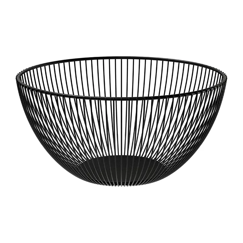 Porta frutta moderno in acciaio verniciato nero 25×13,5cm