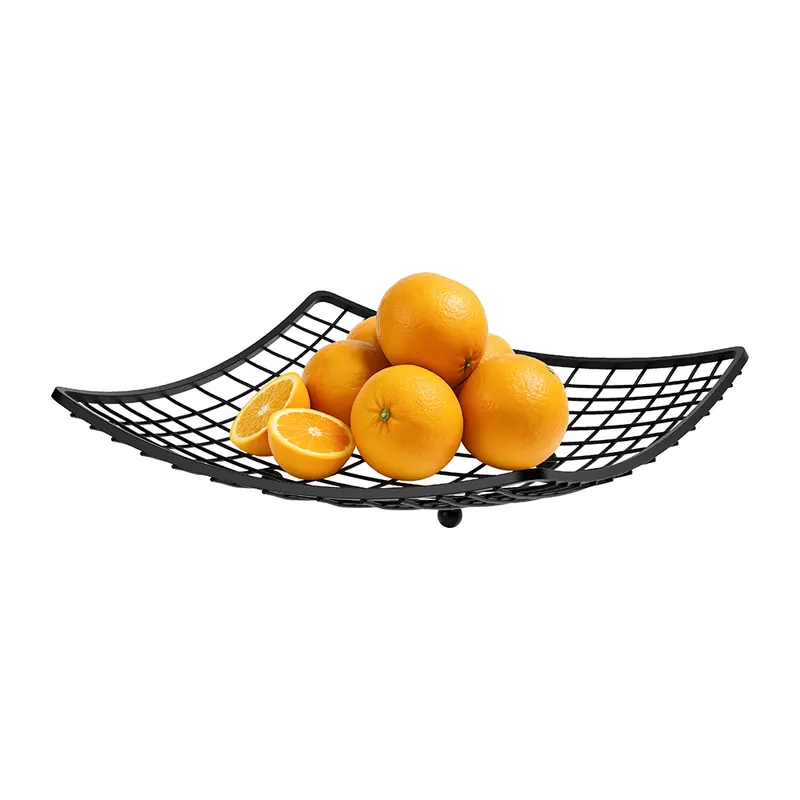 Porta frutta moderno in acciaio verniciato nero 28,5×28,5cm