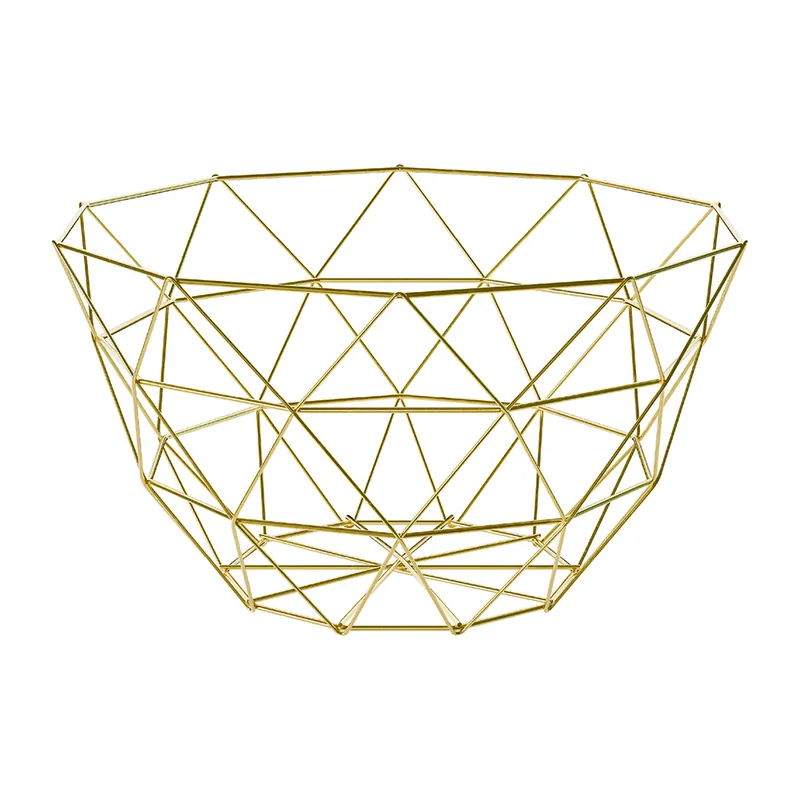 Porta frutta moderno in acciaio verniciato oro 26x14cm