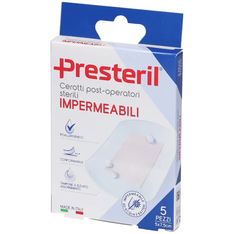 PRESTERIL Cerotti post operatori impermeabili 5x7,5 cm