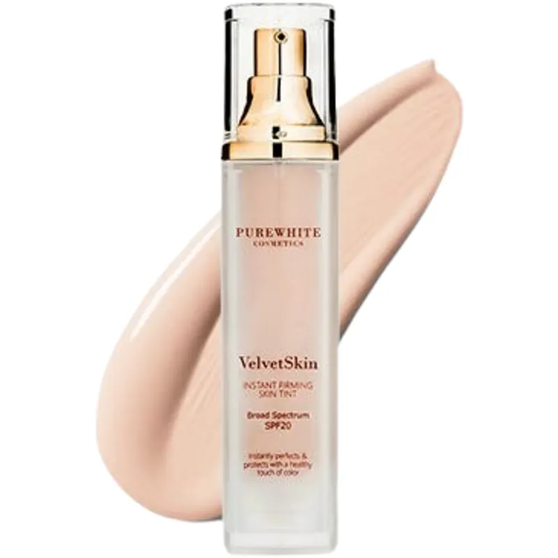 Pure White Cosmetics VelvetSkin Instant Firming Skin Tint SPF 20, Tan (50 ml)