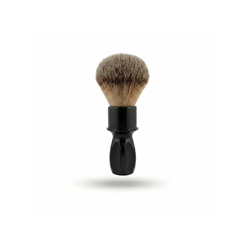 Razorock Plissoft Glossy Black 400 Silvertip Fibre Shaving Brush 24mm