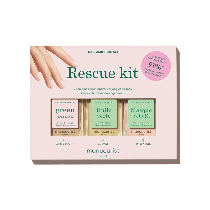 RESCUE KIT SOS Base Coat + SOS Mask + Huile Verte MANUCURIST | Pinalli