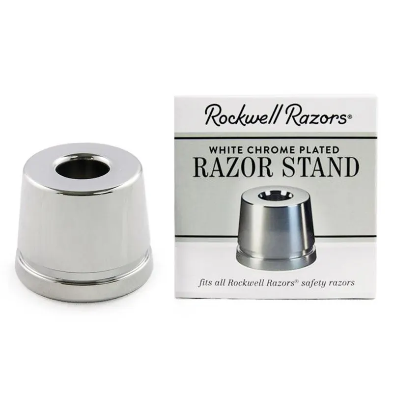 Rockwell base stand per rasoio di sicurezza in acciaio inox cromato