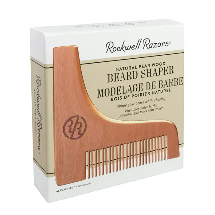 Rockwell beard shaper in legno di pero naturale