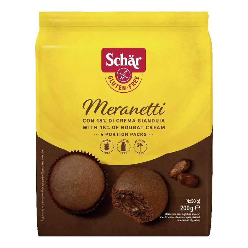 Schär Meranetti con Crema di Gianduia Senza Glutine e Lattosio 4 pezzi