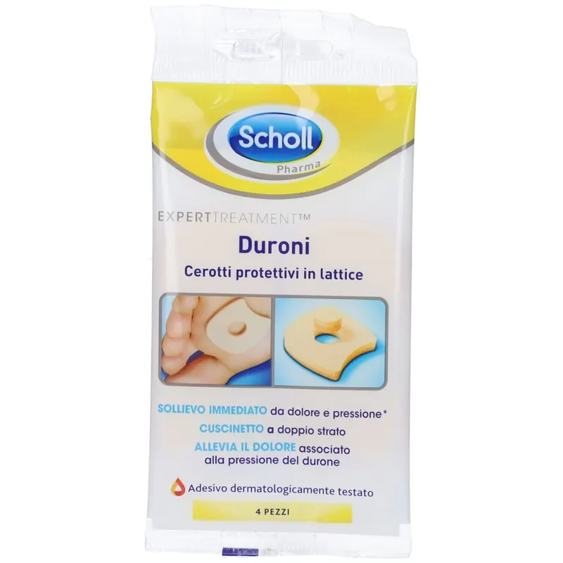 Scholl Cerotti Protettivi in Lattice per Duroni, Confezione da 4 Pezzi