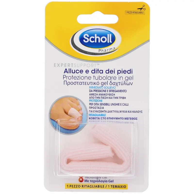 Scholl Protezione Tubolare in Gel per Alluce e Dita dei Piedi, 1 Pezzo Ritagliabile