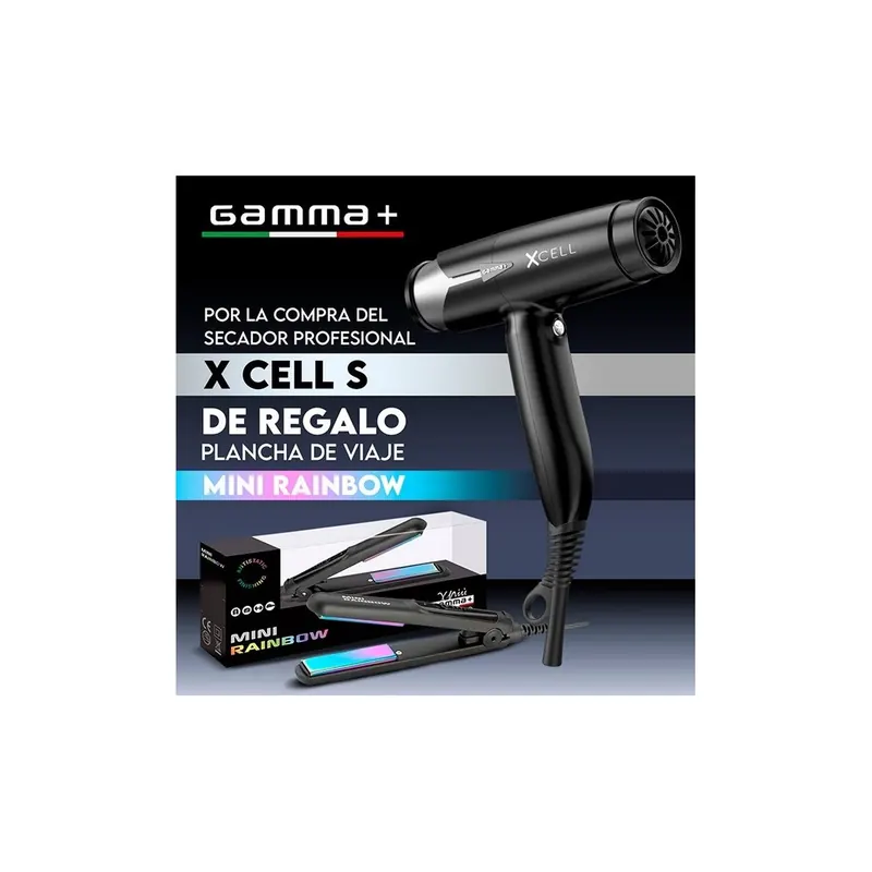 Secador X Cell S Negro + Plancha Mini Rainbow de Regalo