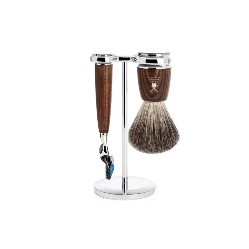 Set Afeitado Mühle Brocha de Afeitar, Soporte & Maquinilla Fusion Serie Rytmo