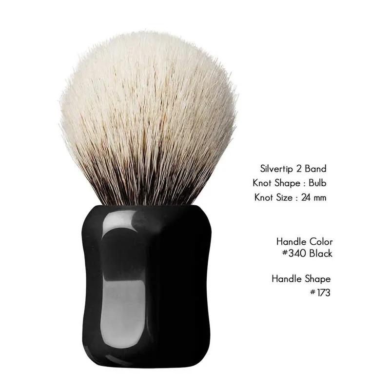 Shavemac Shaving Brush CB3 Silvertip 2-Band 52mm Black