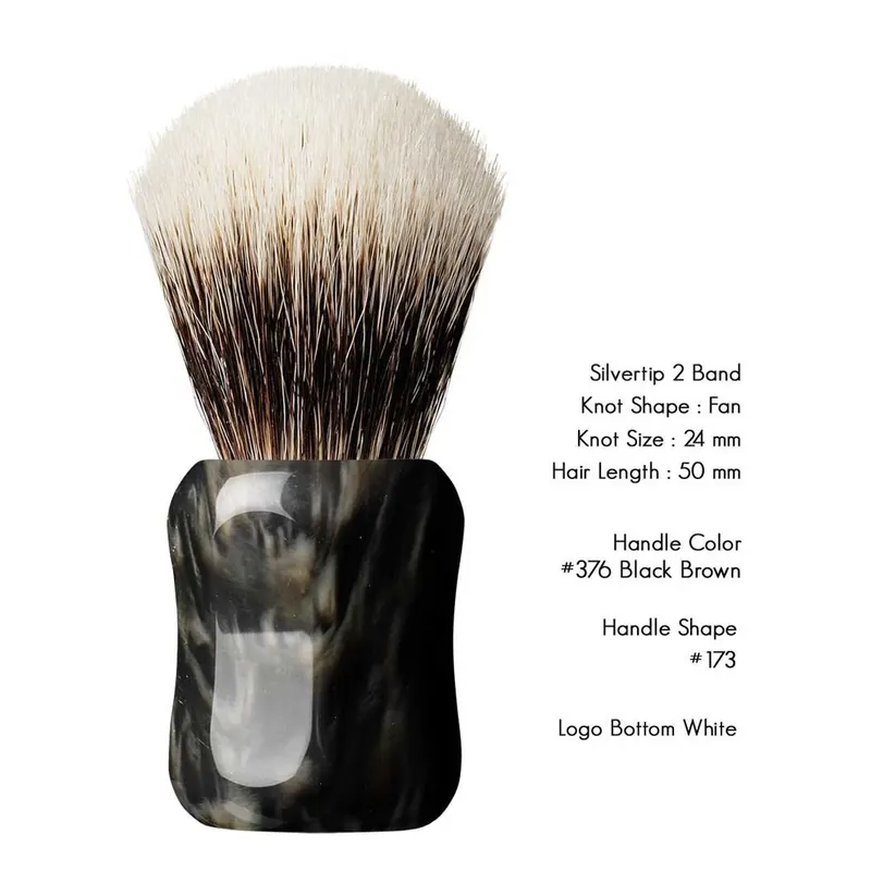 Shavemac Shaving Brush ML2 Silvertip 2-Band Fan Shape 50mm Black/Brown