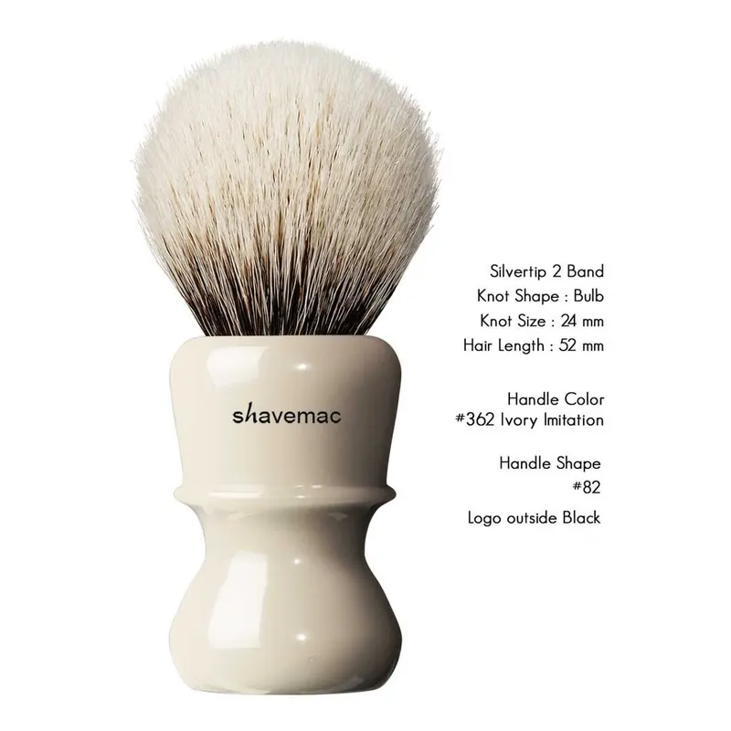 Shavemac Shaving Brush Silvertip 2-Band 52mm Ivory