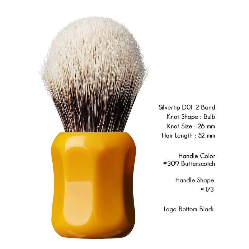Shavemac Shaving Brush Silvertip D01 2-Band 52mm Butterscotch